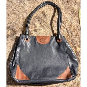 blue tan leather tote bag large Multiple Pockets Cypress Woods